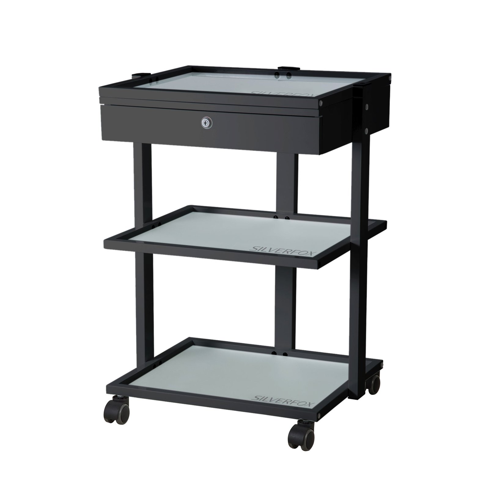 Silver Fox 3 Shelf Esthetician Cart with locking drawer (1040A) - Image 3
