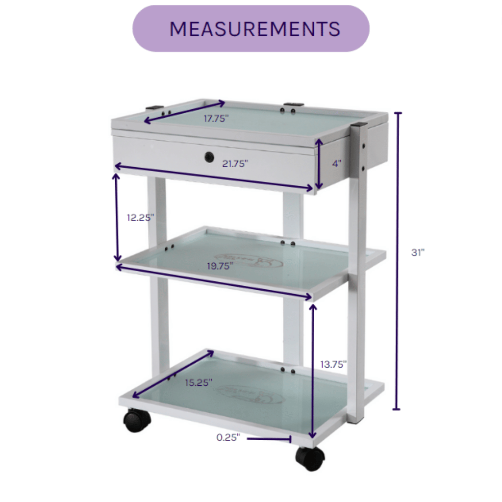 Silver Fox 3 Shelf Esthetician Cart with locking drawer (1040A) - Image 2