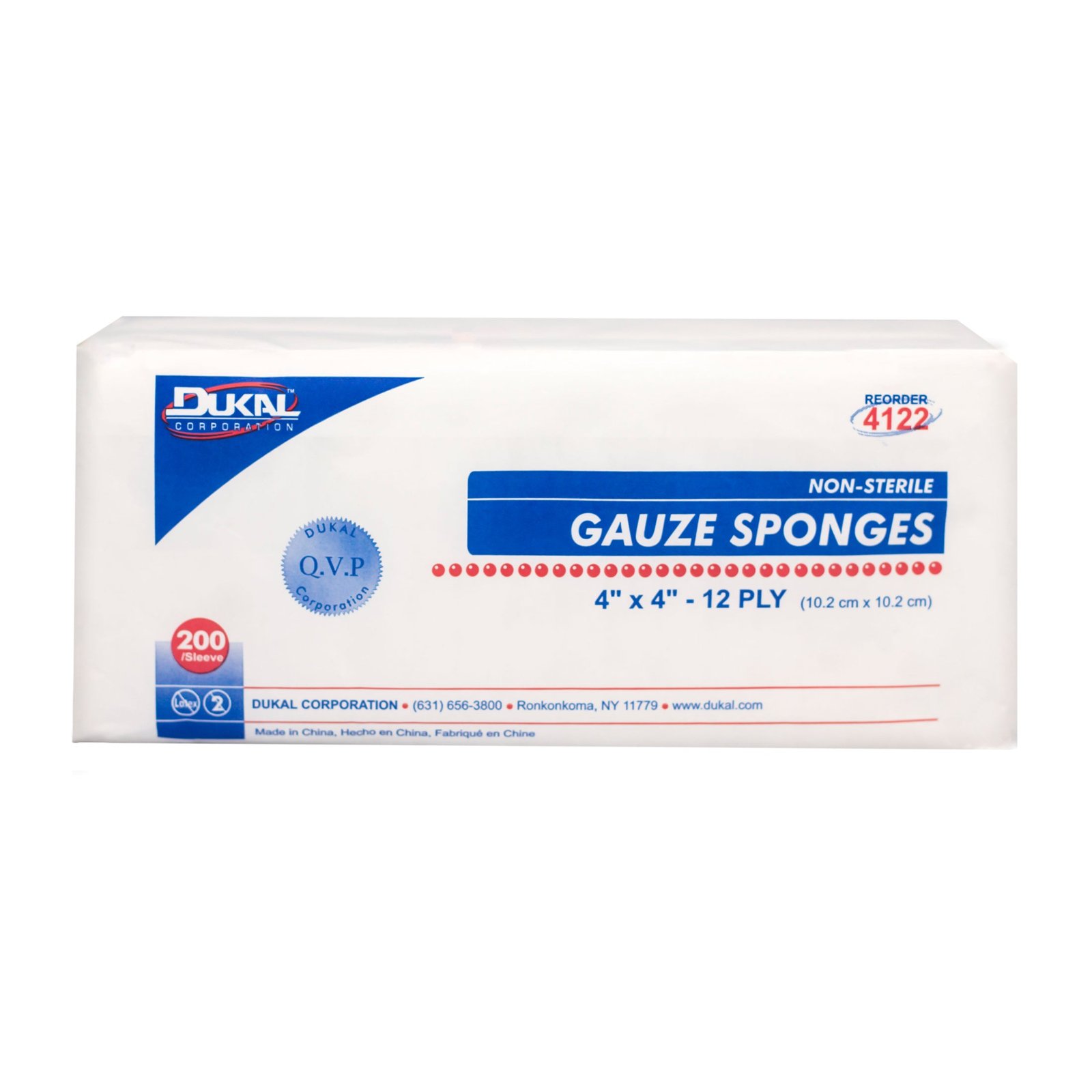 Dukal Gauze Sponges 4x4 12-Ply, Non-Sterile