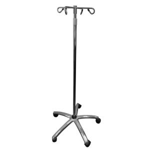 IV Pole, Deluxe, 5 Wheel Base with 4-Hook Hanger