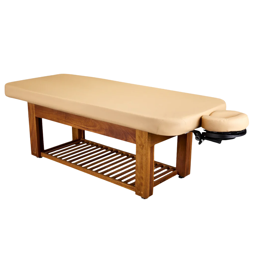 LEC Napa La Mer Spa and Salon Table with Teak Base - Image 3