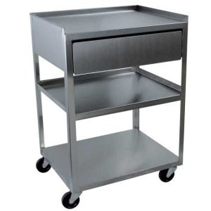 Ideal Products Stainless 3 shelf Medical Cart with Drawer (MC21D)