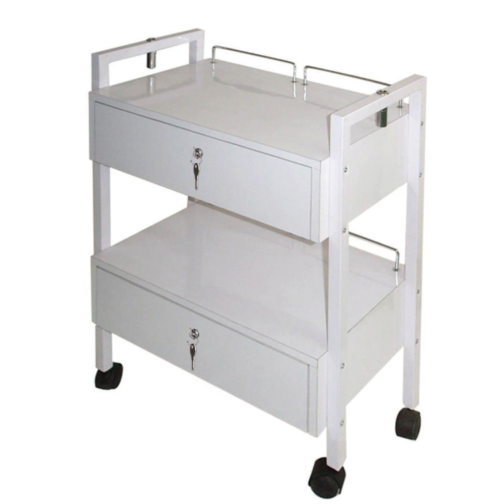 Med Spa Esthetician Cart / Trolley Metal Frame 2 Locking Drawers
