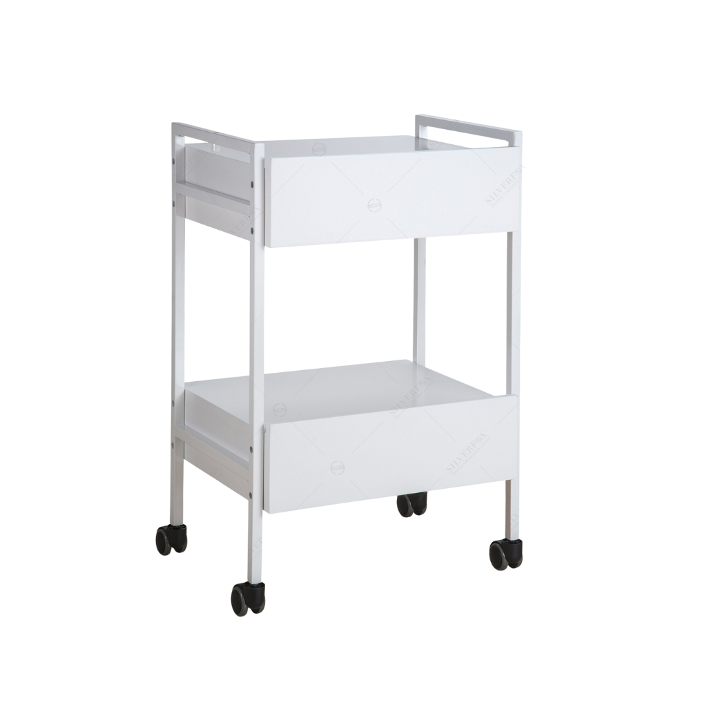 2 Shelf Med Spa Esthetician Cart with 2 Locking Drawers (1019) - Image 4