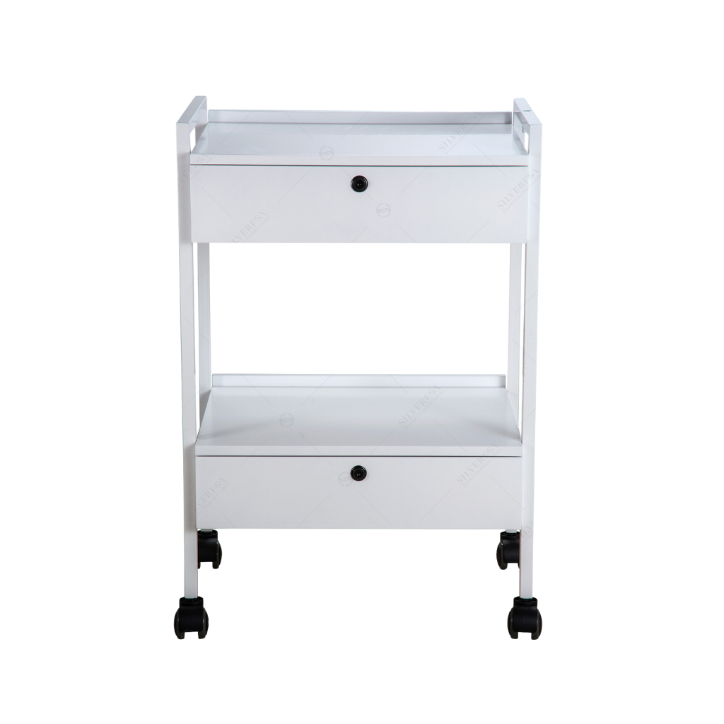 2 Shelf Med Spa Esthetician Cart with 2 Locking Drawers (1019) - Image 3