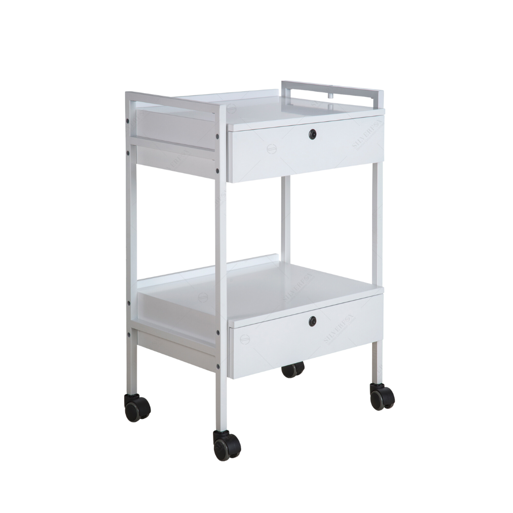 2 Shelf Med Spa Esthetician Cart with 2 Locking Drawers (1019) - Image 2