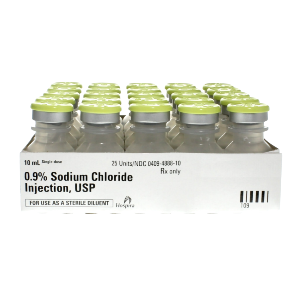 Sodium Chloride, Preservative Free 0.9%, Single Dose (10, 20, or 50 ML ) (25 EA/Tray)